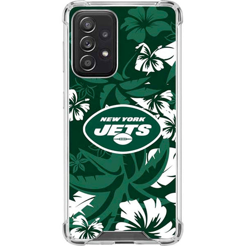 NFL New York Jets Tropical Print Galaxy A52 5G Clear Case